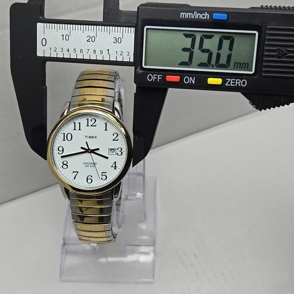 Mens Timex R6 Date Indiglo Two Tone Quartz Analog Watch New Battery - Picture 4 of 13